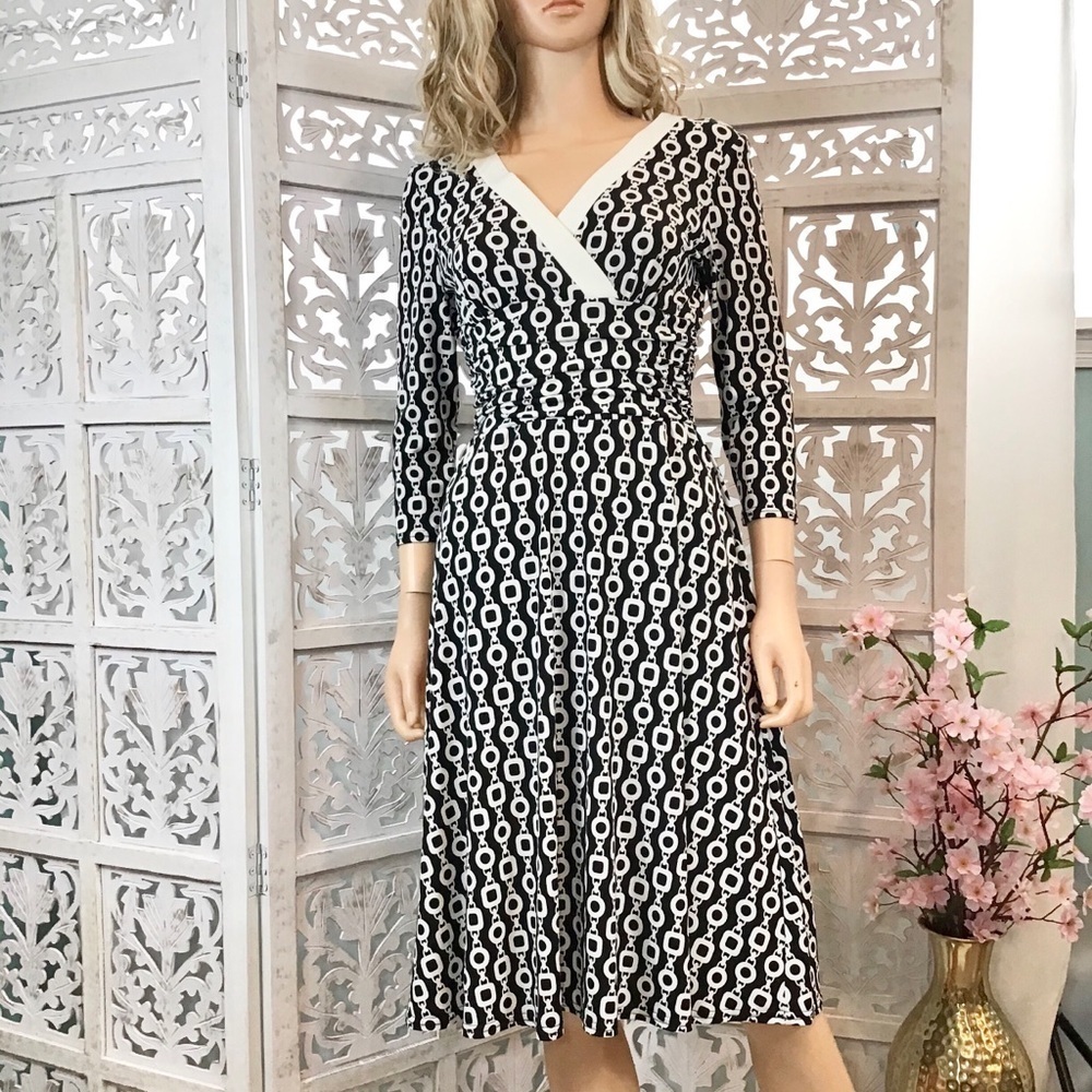 Sandra Darren Chain Link Print Fit & Flare Dress 6